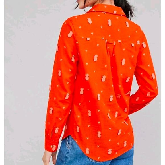 Anthropologie Maeve Classic Embroidered Pineapple Buttondown Shirt - Picture 11 of 11